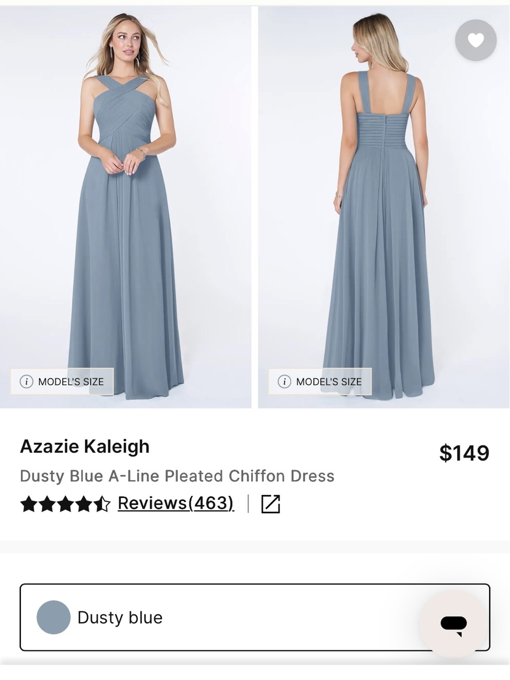 Azazie Cross-Strap Chiffon Maxi Dress in Dusty Blue